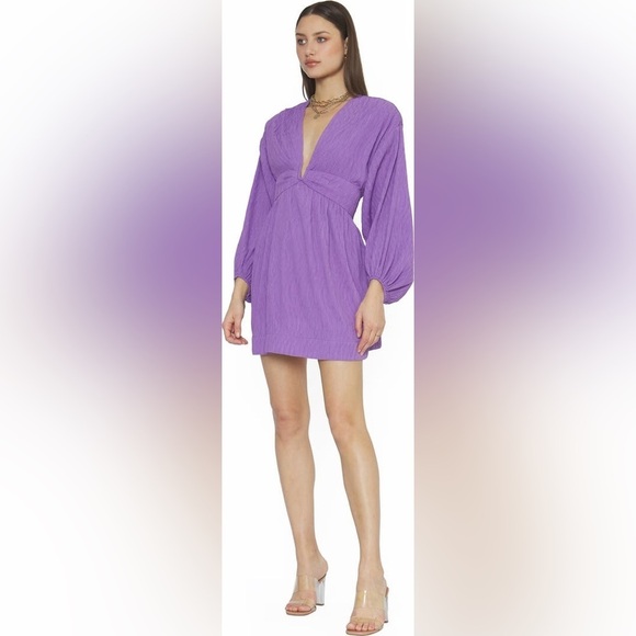 4SI3NNA Purple Aurelie Long Sleeve Minidress sz XS - Picture 1 of 10